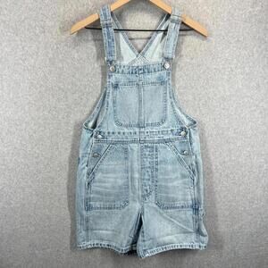 MADEWELL Blue Light Wash Adirondack Short Overalls Women's Size XS NWT